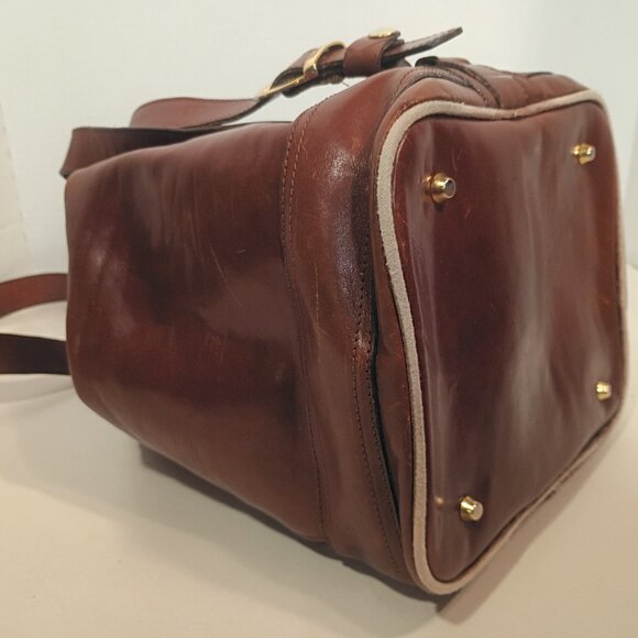 Vintage VALENTINA Brown Leather Bucket Sling Pack Made in Italy - Picture 10 of 15